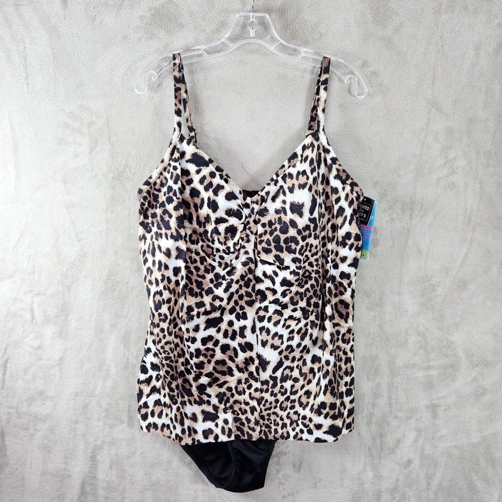 Swim Solutions Knotted Flyaway Fauxkini Swimsuit Tummy Control Plus Size 24W‎